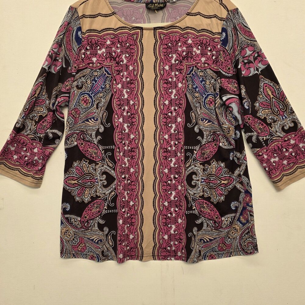 bob mackie wearable art Paisley Print Women's Size Large Crew Neck - Picture 10 of 10
